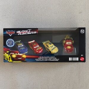Disney Pixar Cars Glow Racers Vehicles, Metal, 4 Pack by Mattel
